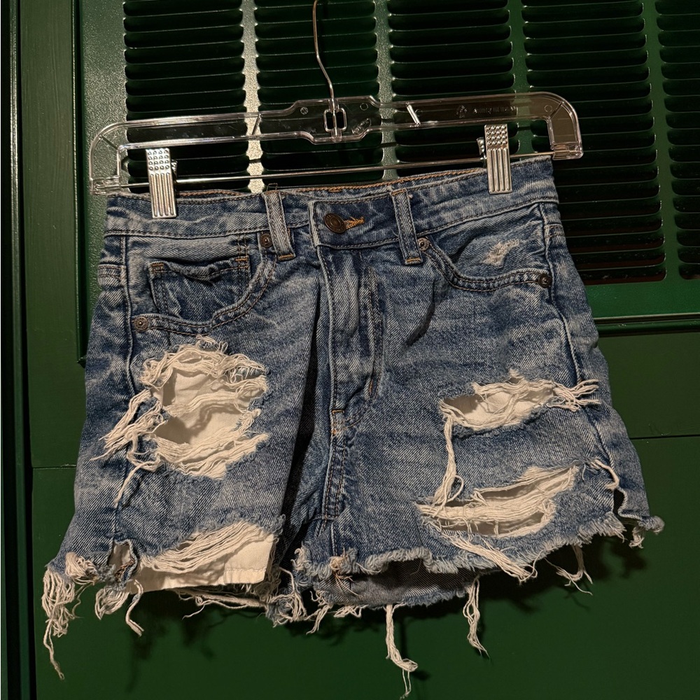 Light Blue Distressed Jean Shorts